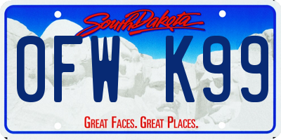 SD license plate 0FWK99