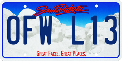 SD license plate 0FWL13