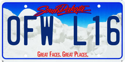 SD license plate 0FWL16