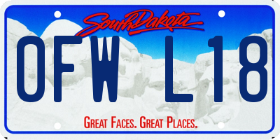SD license plate 0FWL18