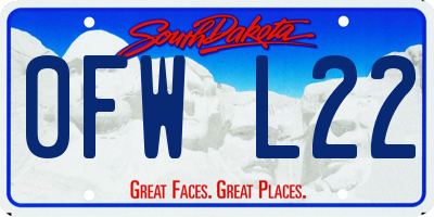 SD license plate 0FWL22