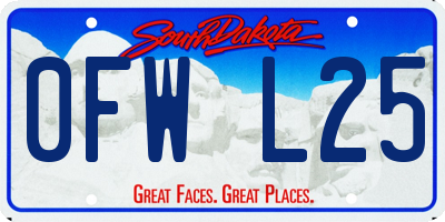 SD license plate 0FWL25