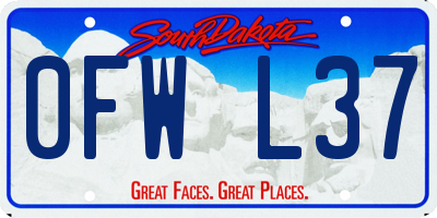 SD license plate 0FWL37