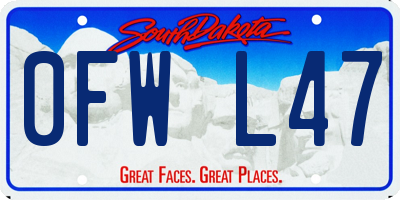 SD license plate 0FWL47