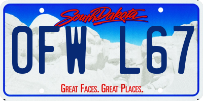 SD license plate 0FWL67
