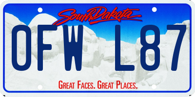 SD license plate 0FWL87