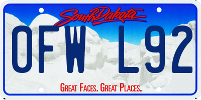 SD license plate 0FWL92