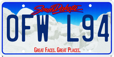 SD license plate 0FWL94