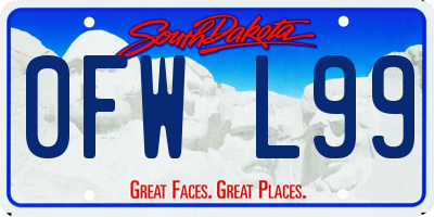 SD license plate 0FWL99