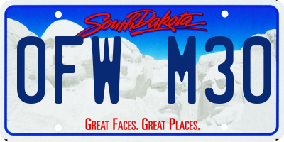 SD license plate 0FWM30