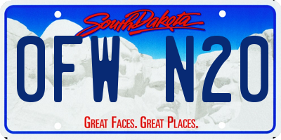 SD license plate 0FWN20