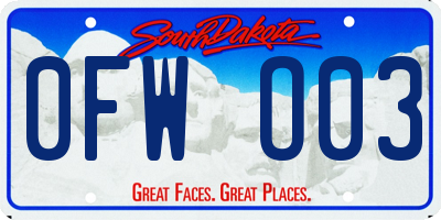 SD license plate 0FWO03