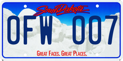 SD license plate 0FWO07
