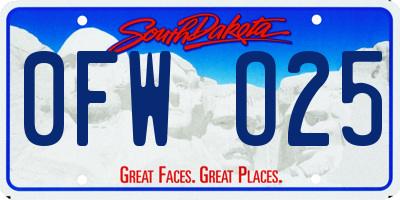 SD license plate 0FWO25