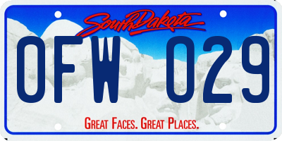SD license plate 0FWO29