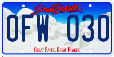 SD license plate 0FWO30