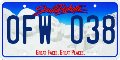 SD license plate 0FWO38
