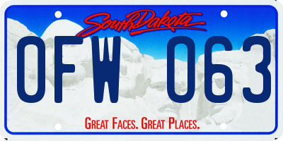 SD license plate 0FWO63