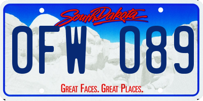 SD license plate 0FWO89