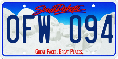 SD license plate 0FWO94