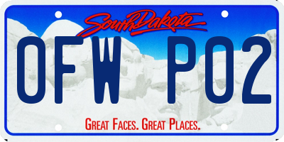 SD license plate 0FWP02