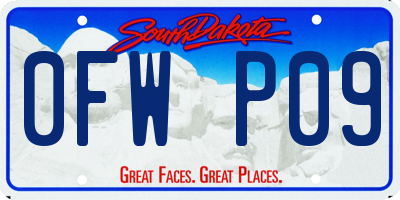 SD license plate 0FWP09