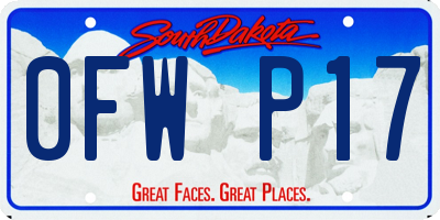 SD license plate 0FWP17