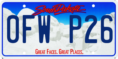 SD license plate 0FWP26