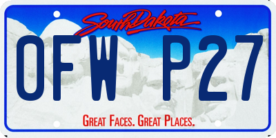 SD license plate 0FWP27