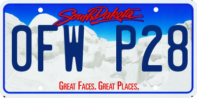 SD license plate 0FWP28