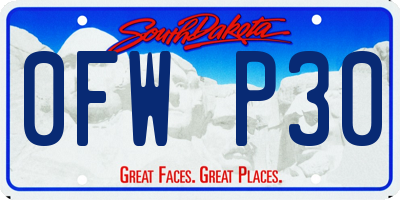 SD license plate 0FWP30