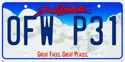 SD license plate 0FWP31