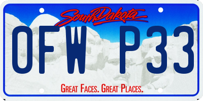 SD license plate 0FWP33
