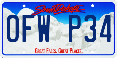 SD license plate 0FWP34