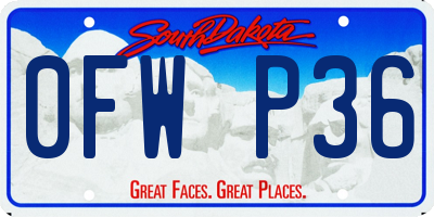 SD license plate 0FWP36