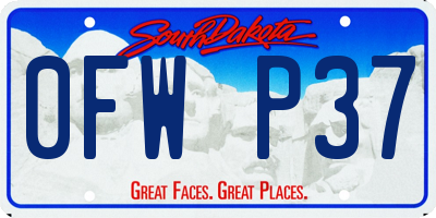 SD license plate 0FWP37