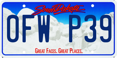 SD license plate 0FWP39