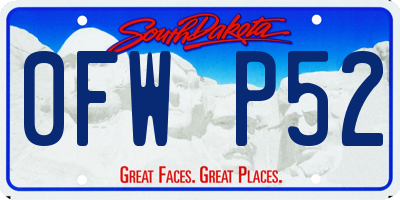 SD license plate 0FWP52