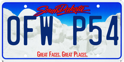 SD license plate 0FWP54