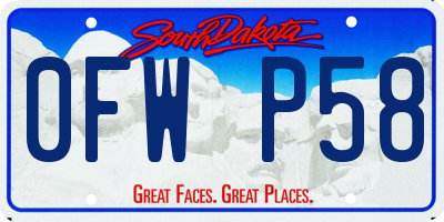 SD license plate 0FWP58