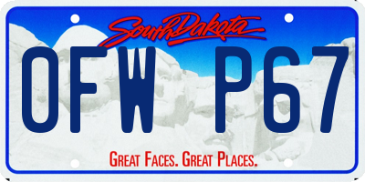 SD license plate 0FWP67