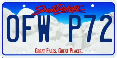 SD license plate 0FWP72