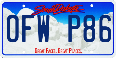 SD license plate 0FWP86