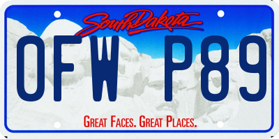 SD license plate 0FWP89