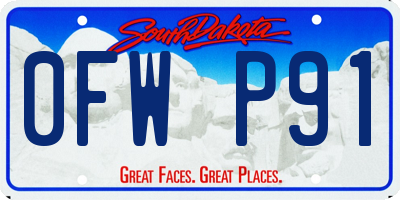 SD license plate 0FWP91