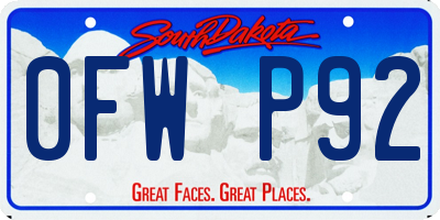 SD license plate 0FWP92