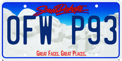 SD license plate 0FWP93
