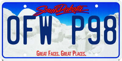 SD license plate 0FWP98