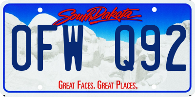 SD license plate 0FWQ92