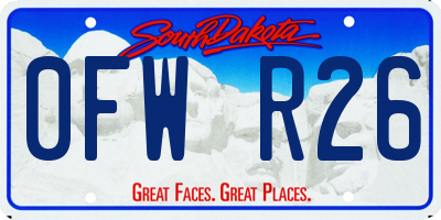 SD license plate 0FWR26